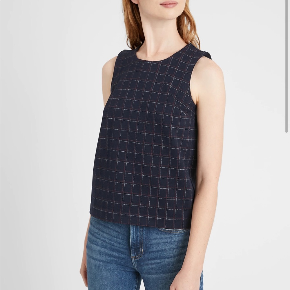 Banana Republic plaid crop shell shirt size small